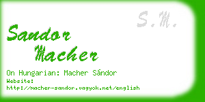 sandor macher business card